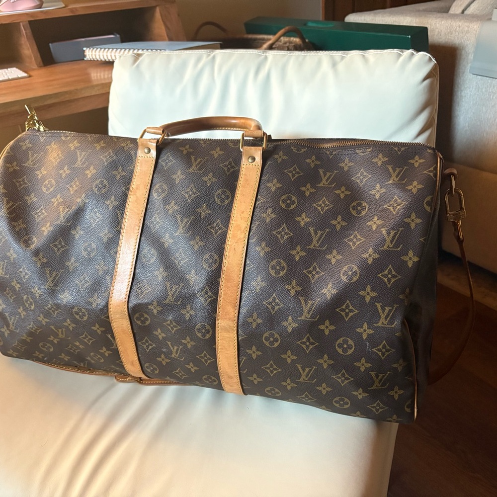 Louis Vuitton Brown Monogram Keepall Duffel Bag 55